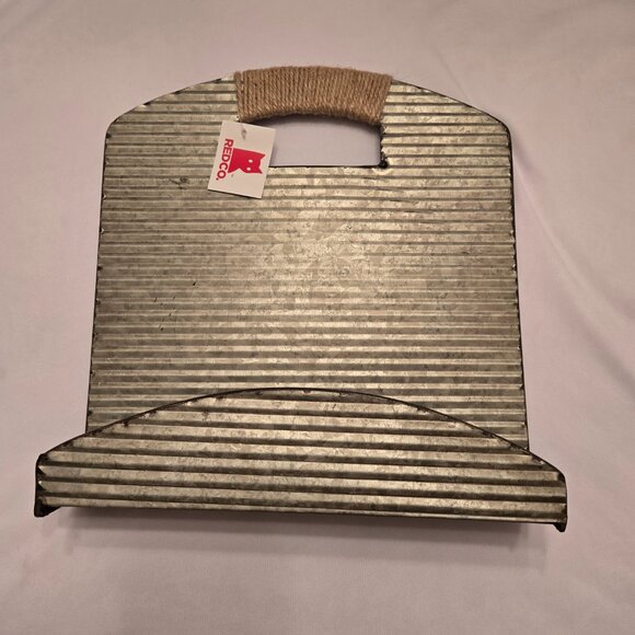 RED CO.  Corrugated Metal Cookbook Display Stand & Recipe Holder  Sz: 11" x 11" - Picture 2 of 8
